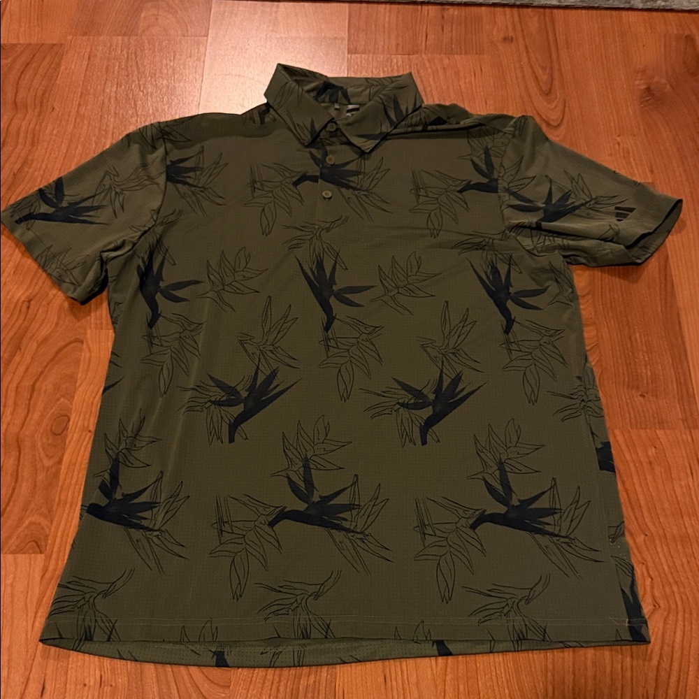 adidas Olive and Black Patterned Men's Polo